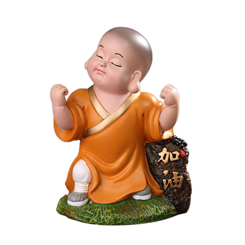 加油小和尚禅意桌面励志摆件礼品