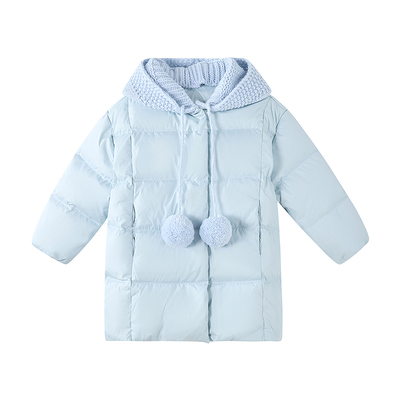 笛莎童装女童羽绒服冬季新款儿童女孩宝宝可拆卸帽子中长款外套