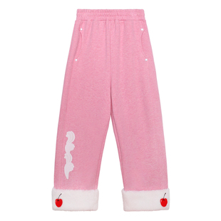 pocoblush【樱桃与奶油】加绒长裤女童秋冬双面保暖心形口袋裤子