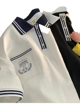 常春藤学院风polo衫男短袖夏季