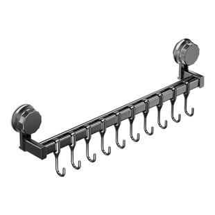 吸盘厨房挂钩免打孔多功能挂杆锅铲勺子刀具一体挂架壁挂式收纳架