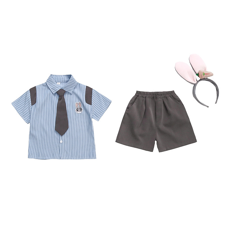 六一儿童表演服夏季男女童疯狂动物城兔子警官cos服学院风jk套装