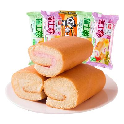 盼盼瑞士卷草莓味营养早餐面包糕点心办公室解饿夜宵充饥小零食品