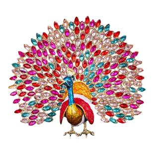 镶钻孔雀摆件珐琅彩孔雀开屏首饰盒家居玄关桌面饰品盒收纳戒指盒