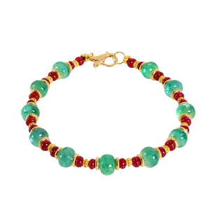 若华珠宝海天霞 赞比亚祖母绿手链女18K金红宝石手串彩宝手饰礼物