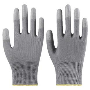 薄款PU涂指手套劳保耐磨透气防滑白黑尼龙涂掌纱线涂胶透气防静电