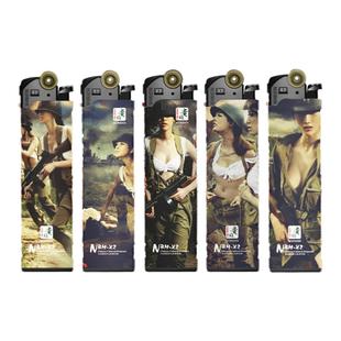 诺曼打火机明火砂轮式触感防爆时尚个性短款国潮美女充气火机滑轮