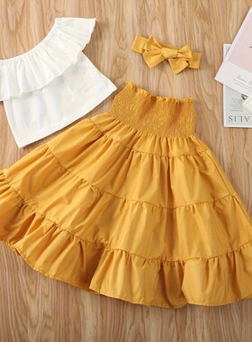 T 46061 Girls Sleeves Top Dress Set 女童无袖裙套装 跨境