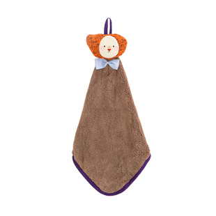 珊瑚绒擦手巾搽手布挂式卡通可爱小手帕毛巾厨房卫生间吸水插手巾