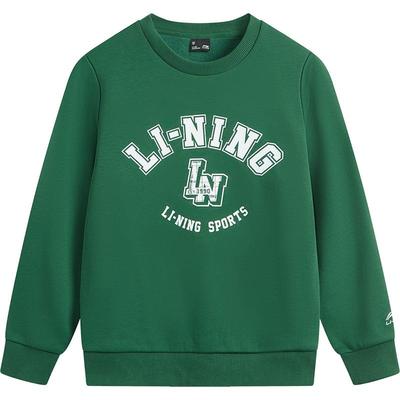 李宁童圆领男女同款加绒无帽卫衣