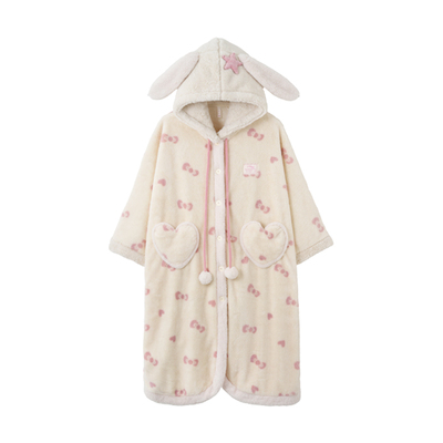 白冉珊瑚绒加绒加厚睡袍