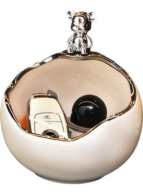 玄关放钥匙收纳摆件轻奢高档客厅入户鞋柜暴力熊装饰乔迁新居礼品