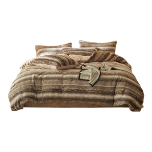 加厚保暖冬季四件套 十斤棕咖色超厚实兔兔绒高级感皮草绒1.8床品