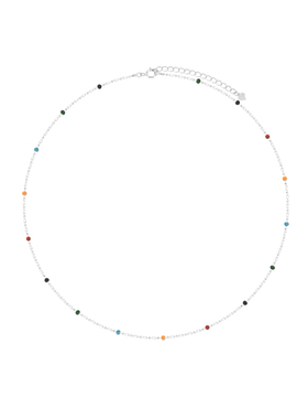 925纯银夏日彩色珠珠圆珠项链女