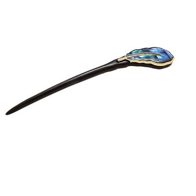 高端贝母扇发簪中式女黑檀木高级感木头簪子盘发国风天然发钗新款