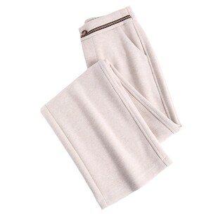 高级感窄版阔腿裤女秋冬季2025新款加绒加厚保暖羊毛直筒毛呢裤子