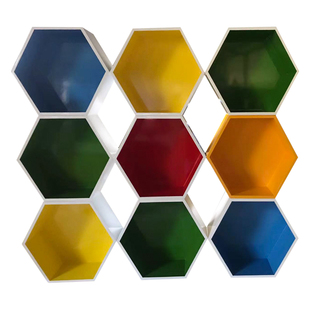 定制烤漆展示台六边形展示架蜂窝框架荣誉墙奖杯玩具镂空菱形展台