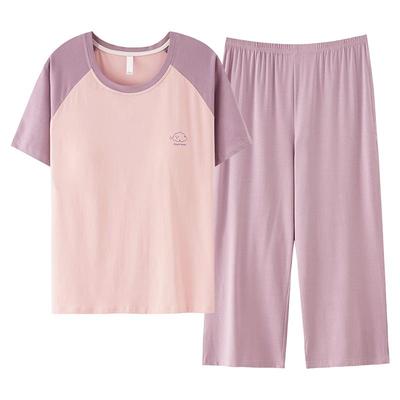 [冰丝]睡衣女夏季薄款带胸垫短袖