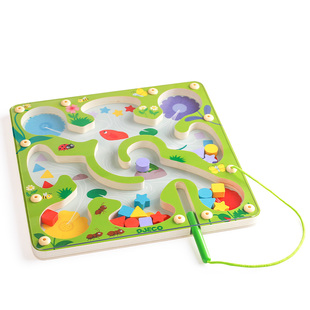 Djeco青蛙走珠迷宫幼儿大号磁力木质磁吸2-3岁儿童益智启蒙玩具
