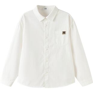 巴拉巴拉儿童衬衫男童女童白色衬衣春秋装新款童装宝宝纯棉上衣潮