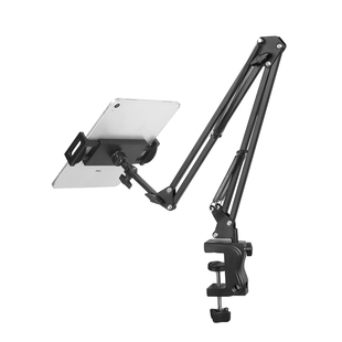 多功能手机支架夹具万向旋转悬臂支撑稳固不下坠桌面夹式iPad平板通用散热制冷背夹直播带货办公固定升降伸缩