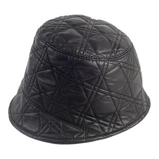 真皮帽子女绵羊皮渔夫帽秋冬格纹盆帽韩版百搭休闲户外帽子显脸小