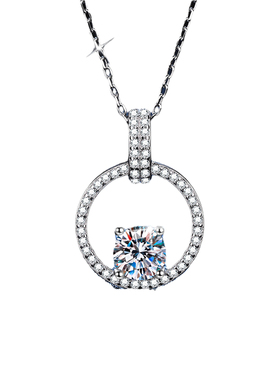 项链挂锁圆环吊坠微镶满钻锁骨链