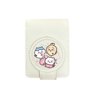 快乐线条狗口红包带镜子便携迷你可爱卡通小包随身补妆化妆包唇膏