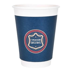 新天力一次性纸杯热饮咖啡外带打包杯中空隔热奶茶杯定制豆浆杯
