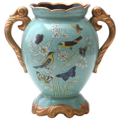 欧式风田园陶瓷复古仿真干大花瓶