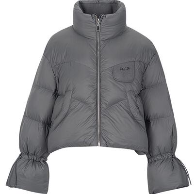 【90绒】灰色羽绒服女短款冬季外套kbne秋冬新款小个子派克面包服