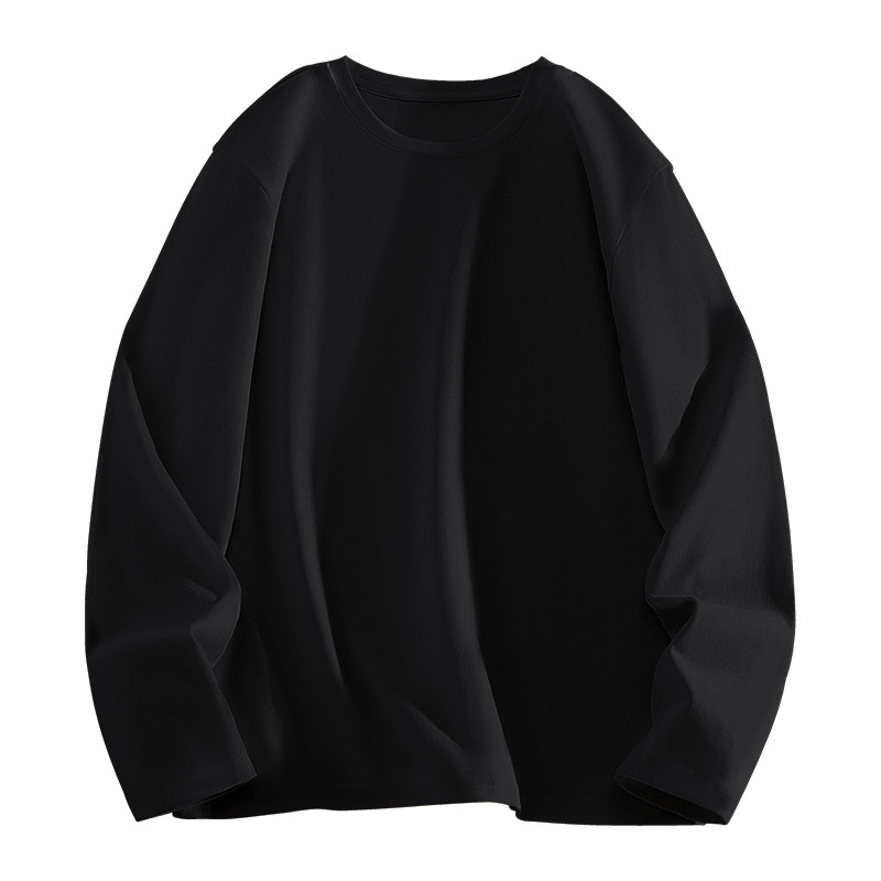 马恩MAXNEW男装2026秋季新品长袖T恤纯棉圆领卫衣白色内搭打底衫 秋圆实拍商品图