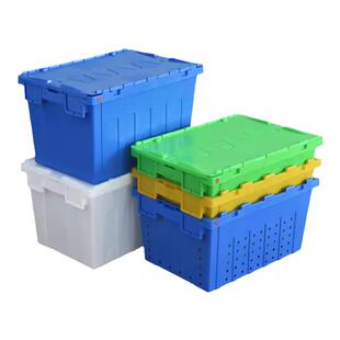 斜插箱物流箱加厚熟胶箱翻盖运输斜插箱带盖大号医疗配送收纳箱批