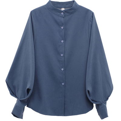 磨毛衬衫孔雀蓝港味衬衫单排扣
