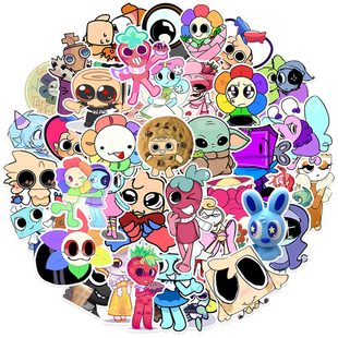 50张Dandy's World丹迪的世界卡通可爱贴纸儿童益智装饰笔记本头盔拉杆箱手账保温杯冰箱文具书桌DIY防水贴纸