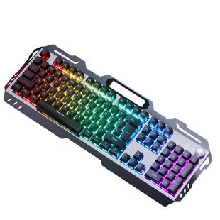 金属机械手感键盘鼠标套装有线电竞游戏专用台式电脑无线垫键鼠套