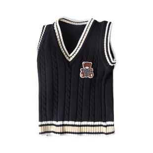 【金勇】小熊儿童针织毛衣马甲新校服背心定制生产工厂中大童毛衣