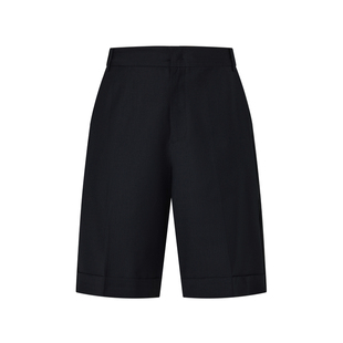 JNBY/江南布衣折扣秋冬短裤女通勤直筒宽松精纺低腰五分裤西装裤