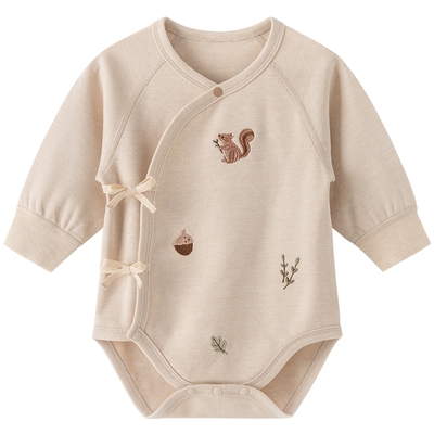 乖奇熊新生儿宝宝长袖绑带包屁衣