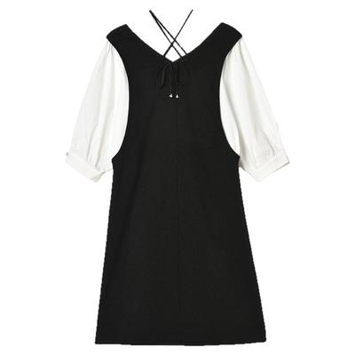 拼色设计中裙宽松连衣裙