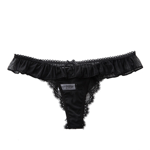 轻氧仙气少女/荷叶罗裙 纯欲交叉绑带黑色网纱蕾丝T裤性感丁字裤