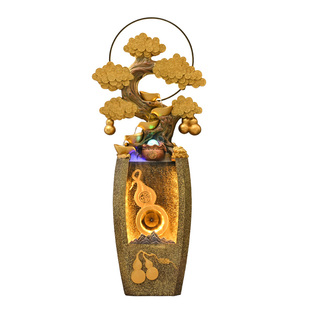 家居葫芦开业礼物循环水流水生财摆件聚宝盆客厅电视柜招财风水轮