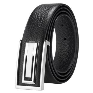 啄木鸟皮带男真皮不锈钢平滑扣商务纯头层牛皮男士腰带内穿式裤带