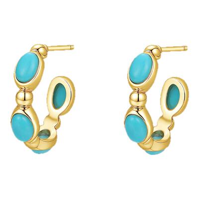 lisa creation3.6克拉绿松石耳环 14k黄金轻奢镶嵌珠宝耳坠耳环