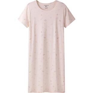 三枪家居服短袖睡裙女2026春夏水柔棉纯棉透气休闲甜美女家居裙