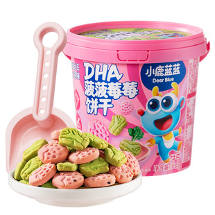 小鹿蓝蓝 菠菠莓莓饼干 DHA菠菜草莓宝宝饼干健康儿童零食