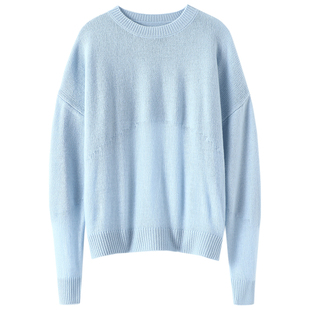 享受仙仙的!下摆镂空轻薄羊绒衫女圆领纯羊绒毛衣针织衫宽松秋冬