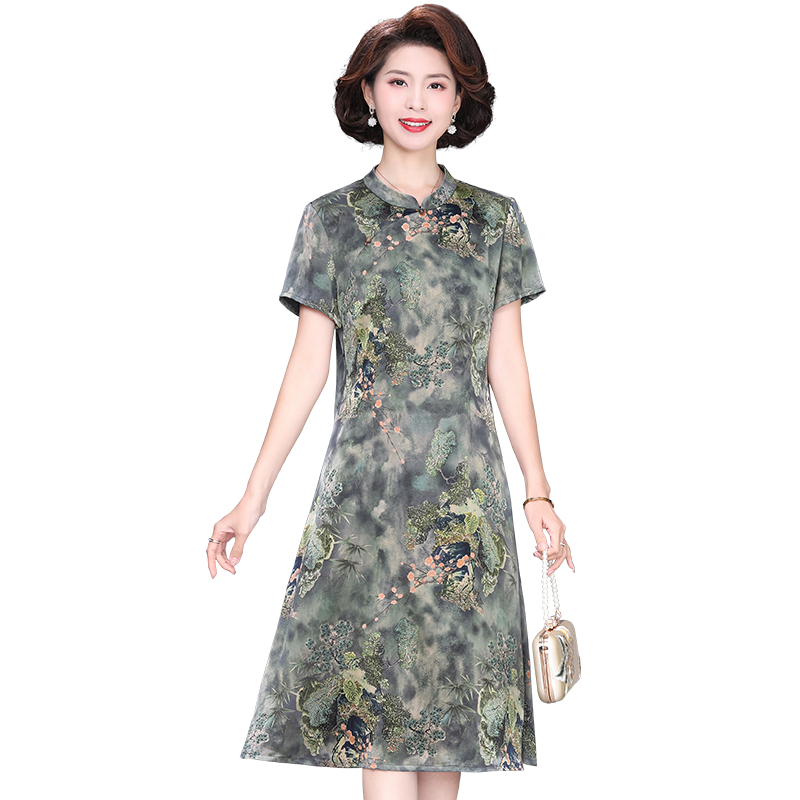 阔太太漂亮香云纱新中式连衣裙女