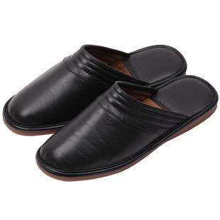 高档真皮棉拖鞋男秋季冬女保暖居家防滑加厚牛筋底加厚底防滑防臭