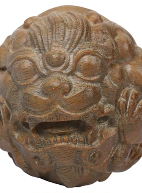 天然绿檀木雕刻貔貅保健球手把件